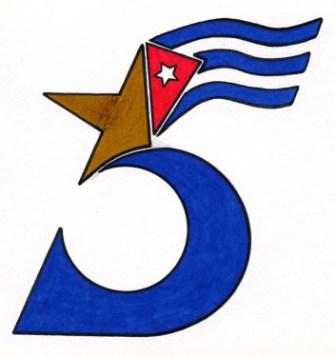 2002 - Scan of the original Cuban Five logo created by Gerardo Hernandez in Lompoc Federal Penitentiary. This drawing has become the symbol of the case worldwide. To see a description of how he did it go to: http://www.granma.cubaweb.cu/miami5/los_heroes/gerardo/0006.html