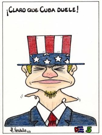  2003 - Of course Cuba Hurts, Gerardo Hernandez cartoon in response to Eduardo Galeanos article Cuba Hurts