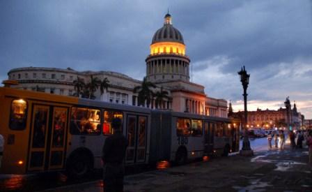Night falls on downtown Havana.  Photo: Caridad