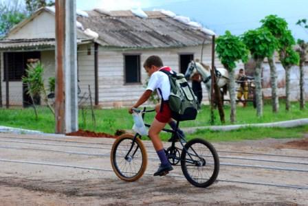 Biking to school in Pinar del Rio.  Photo: Caridad