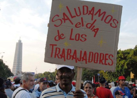 Cuban Workers March on May Day. Photo: Bill Hackwell 