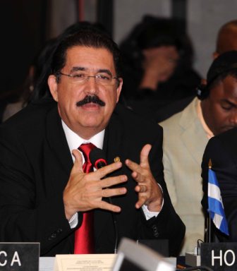 Honduran President Manuel Zelaya at the OAS on July 4, 2009.