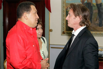 Hugo Chavez and Sean Penn in Caracas in 2009. Photo: Venezuelan government.