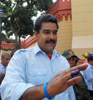 Nicolas Maduro after voting on Sunday.  Photo: Caridad