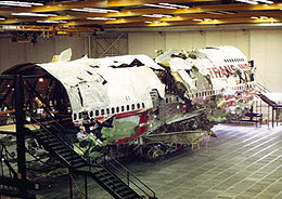 Photo of TWA 800 wreckage.  Wikipedia.org
