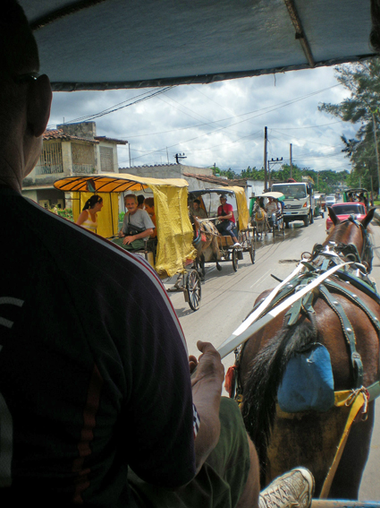 Horse drawn carts are a main source of transportation in Santa Clara.