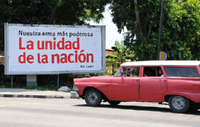 The banners carried by Cuban unions during May Day parades do not ask for salary improvements. On the contrary, they call on members to work more and better. Photo Raquel Perez.