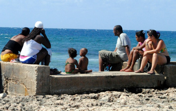 A Cuban family looking north from Jibacoa.