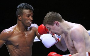 Lightweight (60kg) Lazaro ALVAREZ Cuba Domadores (L) vs Konstantin BOGOMAZOV Russian Boxing Team (R).  Photo: worldseriesboxing.com