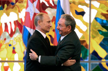 Vladimir Putin and Raul Castro in Havana on  July 11, 2014.
