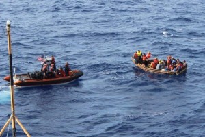 Cuban rafters captured in the Strait of Florida in September last year. Photo: Coast Guard Service