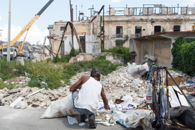 Rubble from collapsed buildings is an everyday scene in Centro Habana.