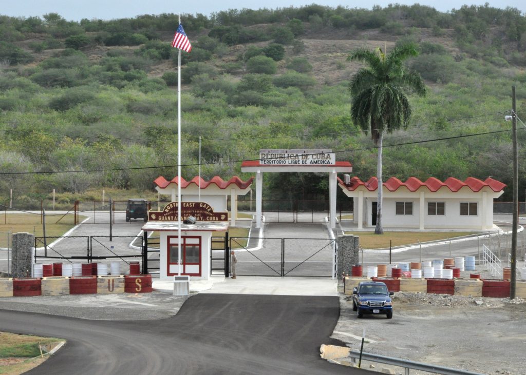 Guantanamo Naval Base gate.