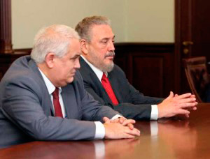Cuban ambassador to Russia Emilio Losada García with Fidel Castro Díaz-Balart.