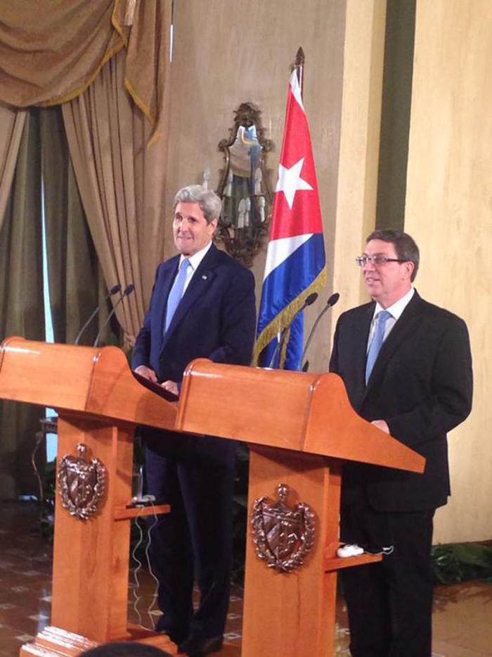 John Kerry and Bruno Rodríguez in Havana.  Photo: granma.cu
