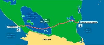 Map of the proposed canal route from lavozdel sandinismo.com