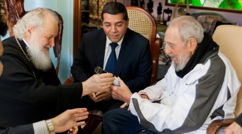 Fidel Castro and the Russian Orthodox Church patriarch Kirill.