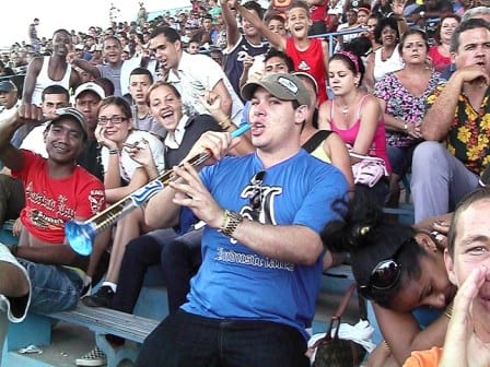 Fans at Havana's Latinoamericano Stadium where the game will be played.