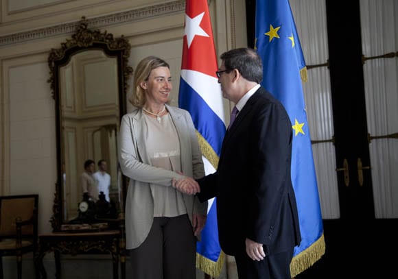 Federica Mogherini and Bruno Rodriguez at the Cuban Foreign Ministry. Photo: Ismael Francisco/Cubadebate