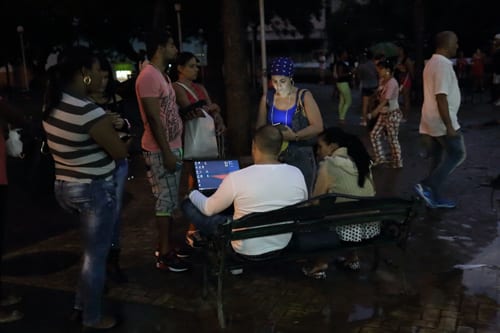 A pay-for Wi-Fi hotspot in Havana.