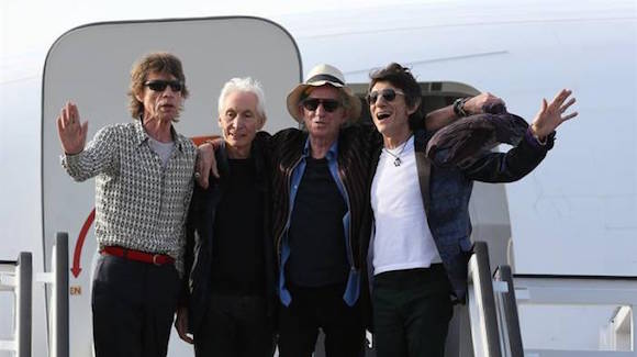 The Rolling Stones arriving in Cuba for their historic concert.