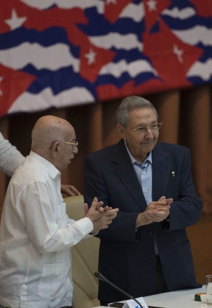 Juan Ramon Machado Ventura and Raul Castro will continue to lead the all-powerful the Cuban Communist Party for five more years. Photo: Ismael Francisco (Cubadebate)