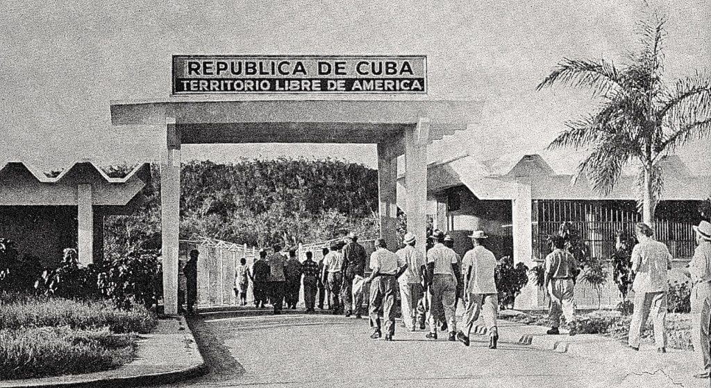 Cuban workers returning home after a day's labor on the US Guantanamo Naval Base.