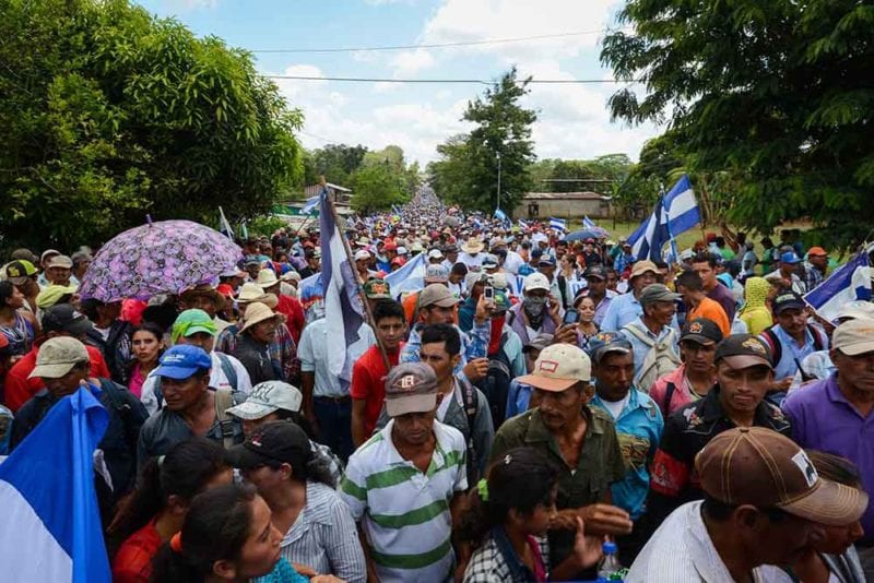 A view of the demonstration in Nueva Guinea. Carlos Herrera/Confidencial