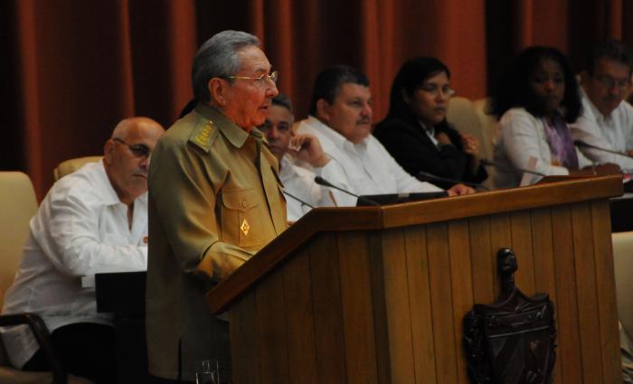 Raul Castro addressing Cuba's National Assembly. Photo: Juvenal Balan/granma