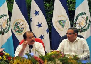 Daniel Ortega with ex-president Mauricio Funes. File Photo: Mario Lopez /EFE