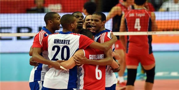 The Cuban national volleyball team. 