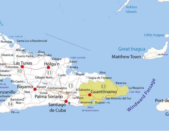 Map of eastern Cuba por superstation95.com.