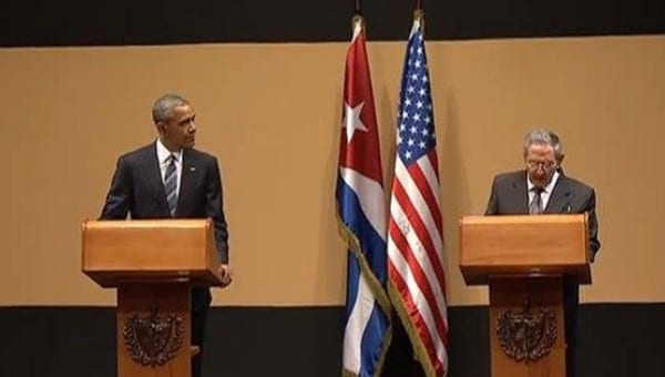 Obama and Raul Castro at their press conference in Havana on March 21, 2016.