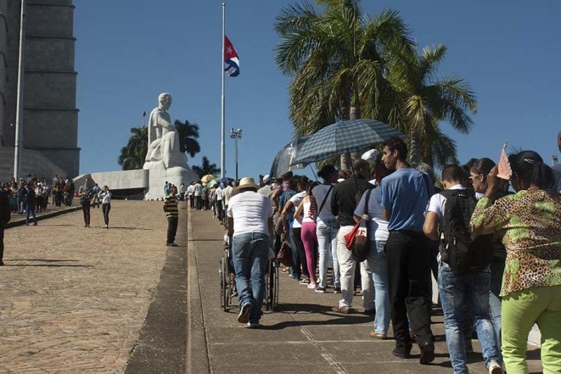 Waiting in line to say goodbye to Fidel Castro.