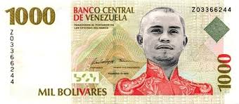 A new 1000 Bolivar bank note. Photo: http://quepasaenvenezuela.com