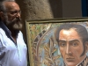 0016 Cuban artist Ever Fonseca shows his painting of Bolviar, which  he donated to the museum.