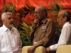 Ramiro Valdes, left, with Julio Casas and Ricardo Alarcon conversing during the closing of the Communist Party Congress.  Photo: Jorge Luis Baños