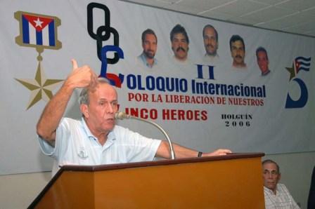 Holguin November 2006- Ricardo Alarcon, president of the Cuban National Assembly speaking at an international colloquium for the Cuban 5