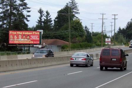Billboard calling for the freedom of the Cuban 5 on the Trans Canadian Highway outside of Vancouver
