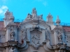 Detail from the Galician Center’s facade, where you can see the Spanish coat of arms.
