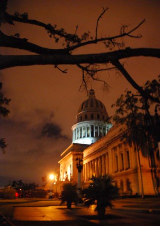 Cuba’s capitol building by night