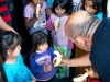 Handing out bananas at the orphanage in Mexico
