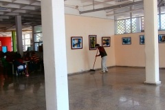 Setting up the exhibition.