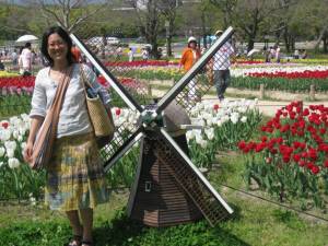 Sachiko in the park of the tulips.