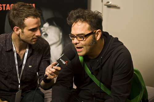 Jose Rangel of the rock band Café Tacuba, right, photo:Oscalito