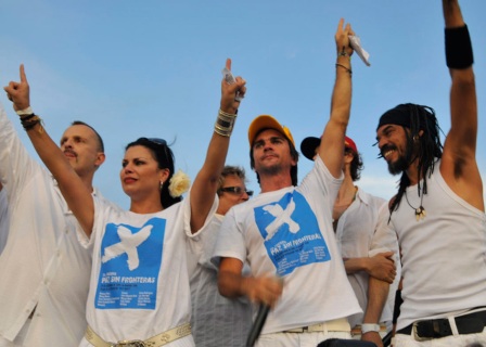 Miguel Bosé, Olga Tañon, Juanes and X Alfonso. Peace without Borders concert, Havana, Cuba, Sept. 20, 2009