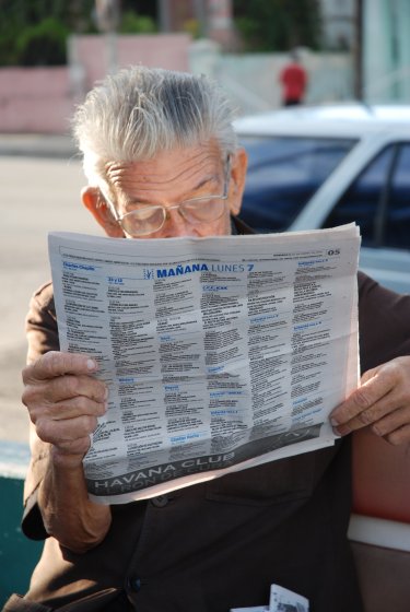 Checking out the programming.  