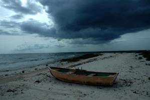 Cuban beach on a stormy  day.