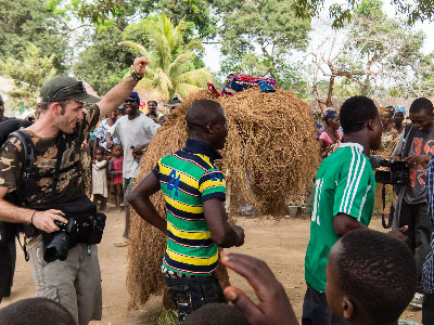 Sergio dancing at the welcoming ceremony in Mokpangumba.