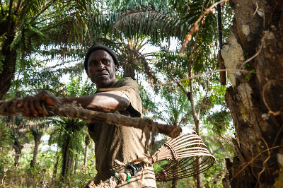 Baggie working  on his farm in Mokpangumba.